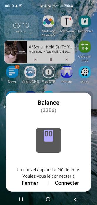 Balance
Un nouvel appareil a été détecté 
Voulez vous le connecter