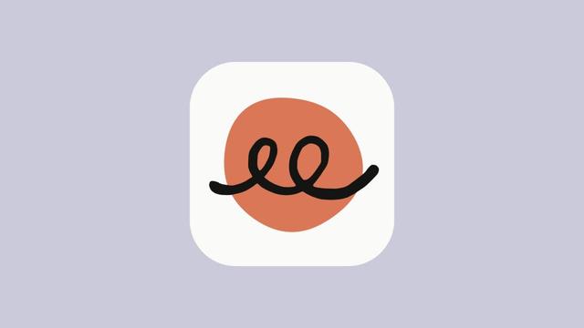logo. red circle with a curly black line