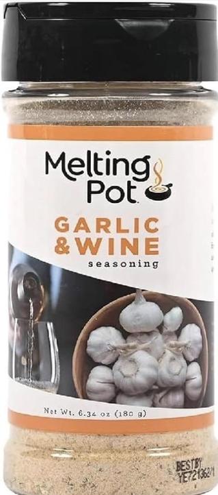 Jar of melting pot garlic and wine seasoning