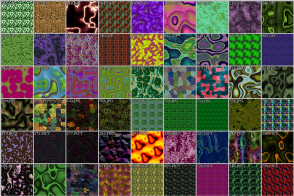 a grid of basic, 90's style computer repeating/tileable textures in bright colors