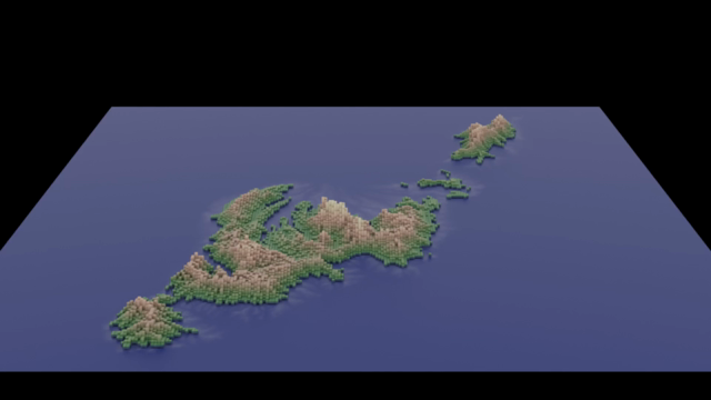 A blocky render of Catalina Island, California